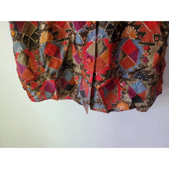 Vintage Details Express Silk Short Sleeve Button Down Medium Shirt Geometric... - Picture 6 of 12